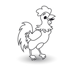 Rooster black contour on a white background icon.