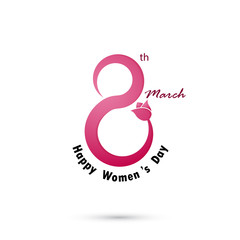 Creative 8 March logo vector design with international women's d