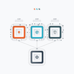 Infographics template 3 options with square