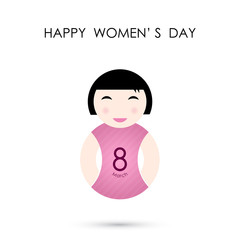 Creative 8 March logo vector design with international women's d