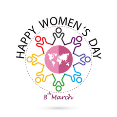 Creative 8 March logo vector design with international women's d