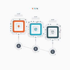 Infographics template 3 options with square