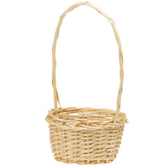 Wicker basket on white background.