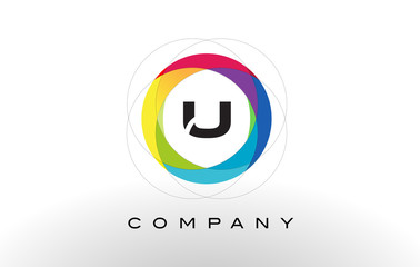 U Letter Logo with Rainbow Circle Design. © twindesigner