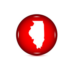 Map of the U.S. state of Illinois. Red button on a white backgro