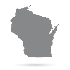 Map of the U.S. state of Wisconsin on a white background