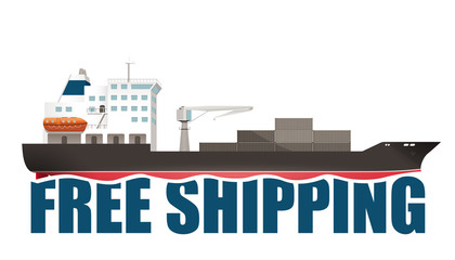 Free shipping - cargo ship concept
