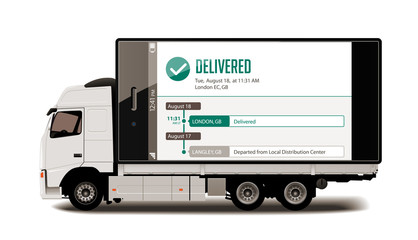 Truck - Tracking system - Packages delivery concept
