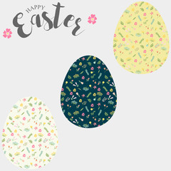 Easter eggs, set of Easter eggs with floral pattern.