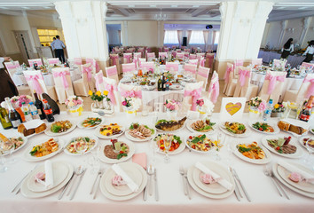 Wedding decoration in restaurant