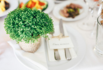 Wedding decoration on the plate