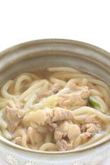 Japanese food, chicken and udon noodles