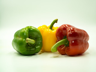 Colorful of paprika on white background, sweet pepper, bell pepper
