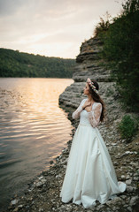 the bride looks romantic