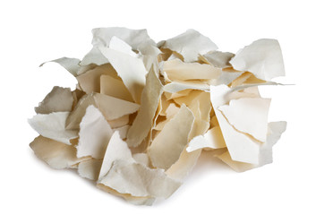 pile of torn paper isolated on a white background