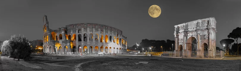 Plexiglas foto achterwand Rome Colosseum en Boog van Constantijn sw col panorama © Blickfang