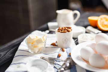 cooking cake with almond