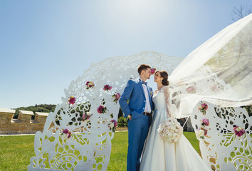 brides embrace at  the ceremony
