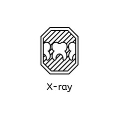 X-rays of the tooth. Vector illustration, Outline design