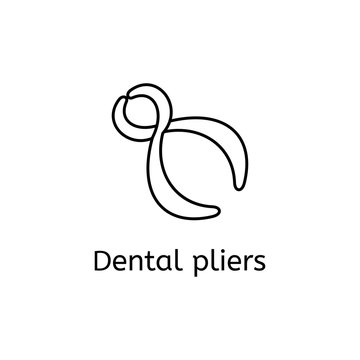 Dental pliers vector thin icon isolated on white background. Element for infographic, website ect.
