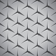 Realistic texture, gray surface with slots in the form of stars, vector design background