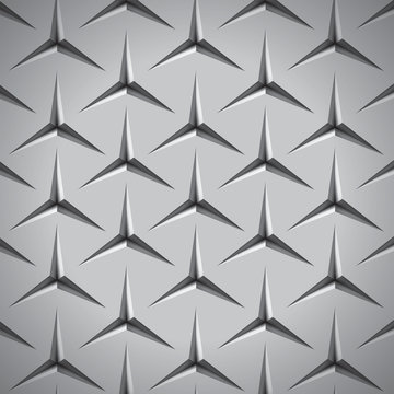 Realistic texture, gray surface with slots in the form of stars, vector design background