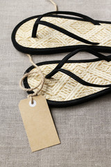 Flip flops with price tag