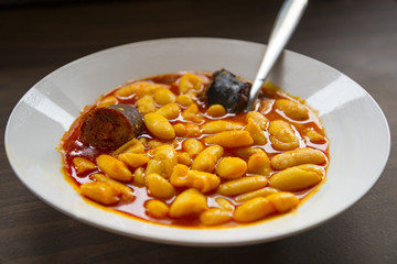 Asturian bean stew - fabada asturiana - traditional northern spanish dish