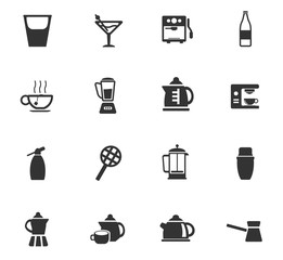 utensils for bavarages icon set