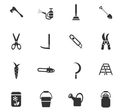 garden tools icon set