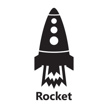 Rocket silhouette on the white background text black