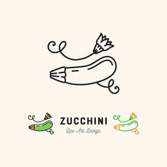 Vector Zucchini icon Courgette symbol Vegetables logo. Thin line art design, outline illustration