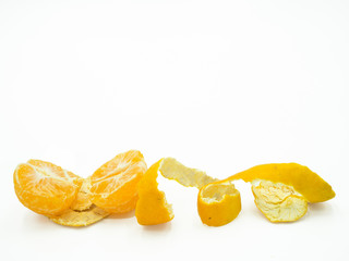 Fototapeta na wymiar Slice of orange on isolated white background