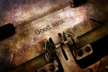 Good luck text on vintage typewriter