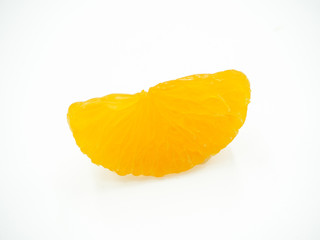 Slice of orange on isolated white background