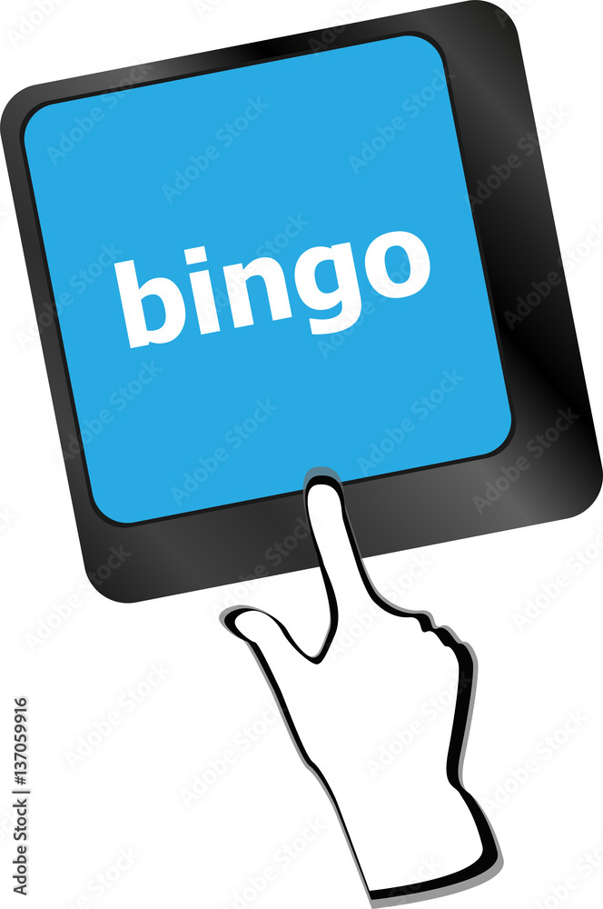 Poster bingo button on computer keyboard keys