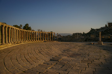 The Oval Forum in ancient Jerash, Jordan