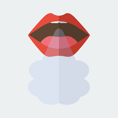 Breath. Open mouth with steam