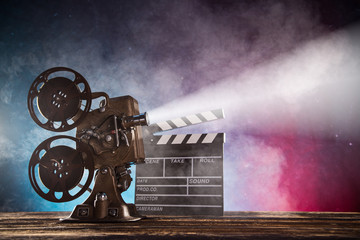 Old style movie projector, close-up.