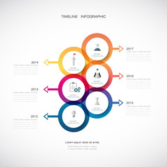 Vector infographics timeline design template with 3D paper label, integrated circles background. Blank space for content, business, infographic, digital network, flowchart, process diagram, time line