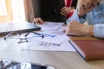 Business team meeting present.professional investor working with new start-up project. Finance managers task. Concept business and finance