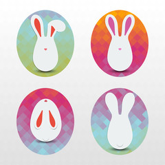 Happy Easter. Easter egg with bunny ears on colorful background