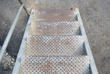 Top view Texture of steel diamond plates stair