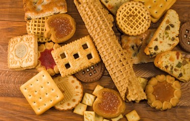 different delicious cakes close-up