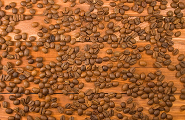 image of coffee beans in a sack on the table closeup