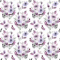 Seamless floral pattern with abstract elements of meadow plants.