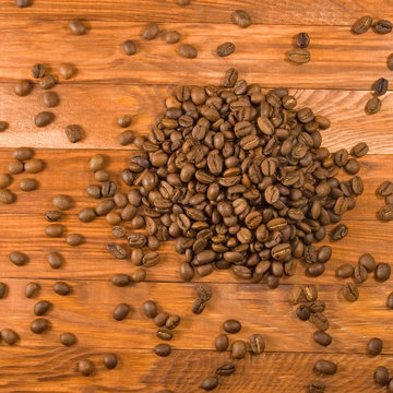 image of coffee beans in a sack on the table closeup