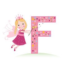 F letter with a cute fairy tale 