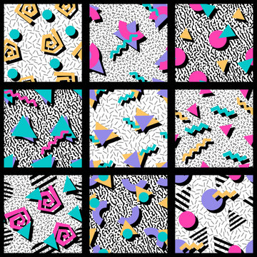 Set of vibrant geometric patterns