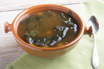 Soup of Miso, tofu and quinoa